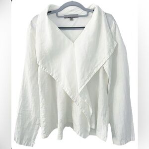 Chic White Drape Collar Blouse